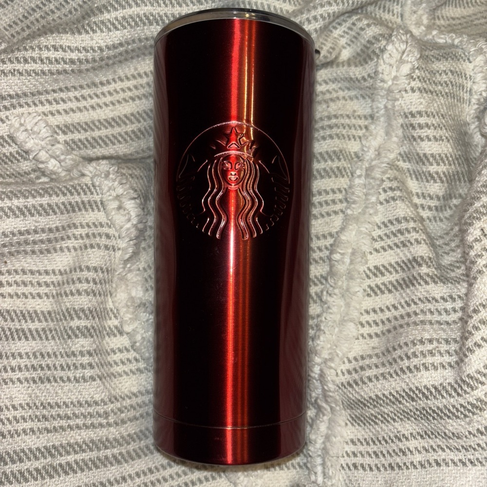 Starbucks Red Stainless Steel Metal Tumbler 19.8oz Clear Twist Lid Holiday 2024